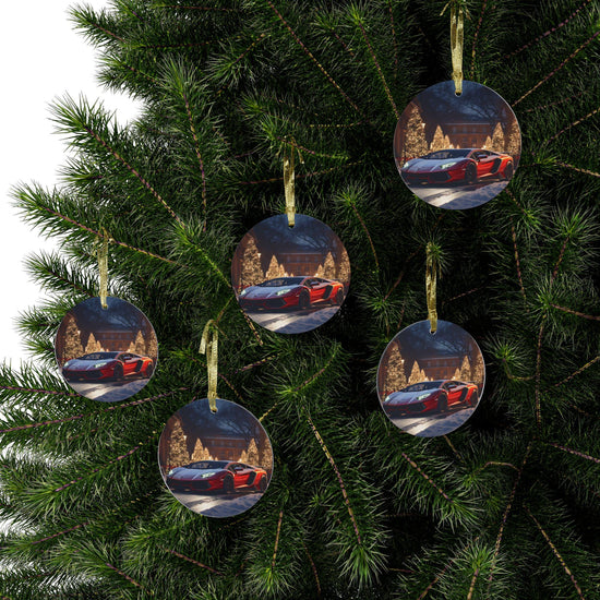 Acrylic Ornaments, Red lamborghini, Holiday Design, Designer ornament, Luxury Ornament, Christmas tree ornament, Christmas Decor