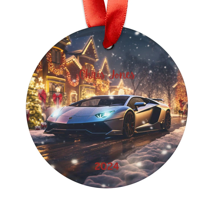 Personalized Silver Lamborghini Acrylic Ornament with Ribbon, Custom Name Gift, Holiday Decor, Car Lover Keepsake, Christmas Ornament 2024 The Aurora Touch