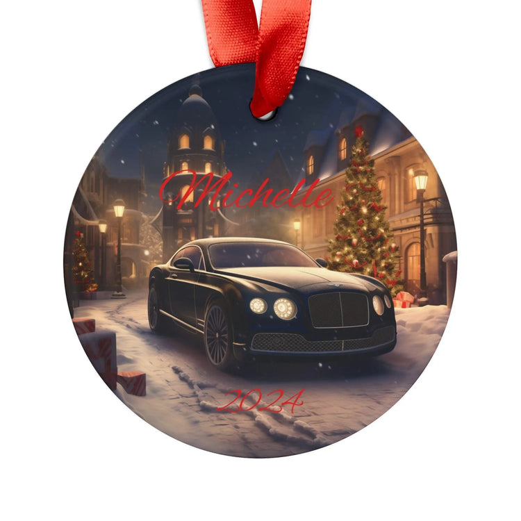 Personalized Acrylic Ornament, Holiday Decor, Custom Car Ornament, Christmas Gift, Keepsake Decoration, Winter Wonderland, Black Bentley The Aurora Touch