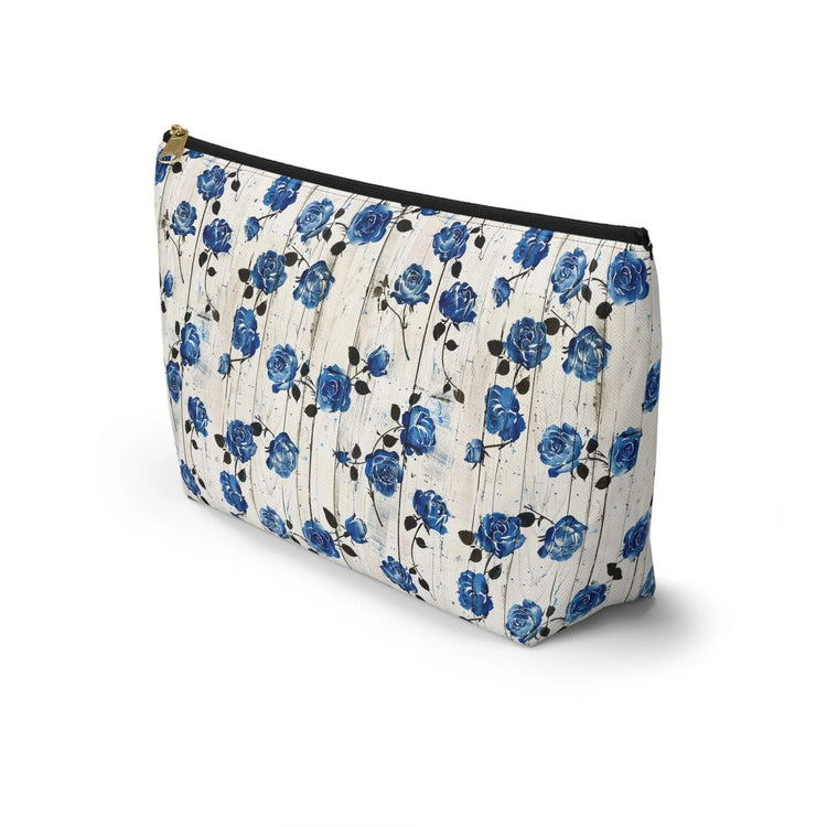 Floral Accessory Pouch, Blue Rose Pattern Design Cosmetic Travel Bag The Aurora Touch