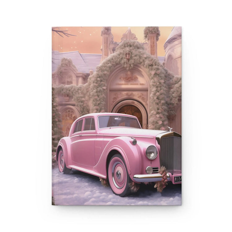 Pink Vintage Christmas Hardcover Journal Matte - Fancy Notebook, Office Business Planner, Daily Diary, Pink Rolls Royce Stationery The Aurora Touch