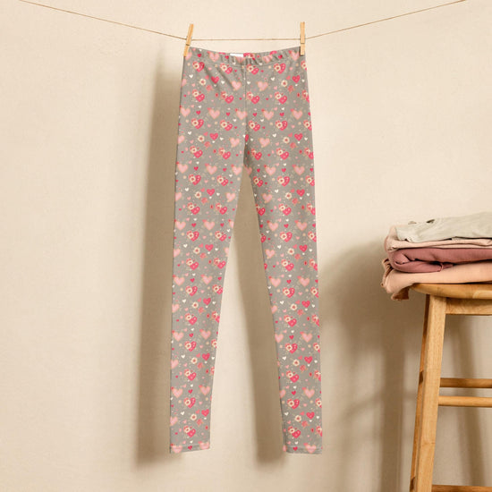 Love & Heart Youth Leggings – Perfect Valentine’s Day Gift for Girls