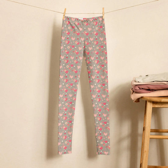 Love & Heart Youth Leggings – Perfect Valentine’s Day Gift for Girls
