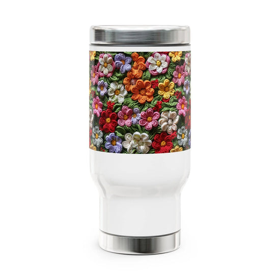 Vibrant Floral Stainless Steel Travel Mug, Perfect for Coffee Lovers, On-the-Go Drinkware, Eco-Friendly Gift Ideas, Travel Accessory The Aurora Touch
