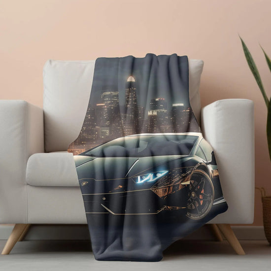 Luxury Car Themed Velveteen Plush Blanket, Cozy Throw for Car Lovers, Perfect Gift for Man Cave, Car Enthusiasts, Home Decor Accent
