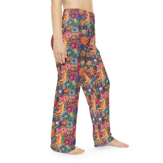 Pantalones de pijama bohemios con estampado floral para mujer, ropa de estar por casa vibrante, pantalones de dormir cómodos, artículos esenciales para relajarse, regalos para ella, estilo casual