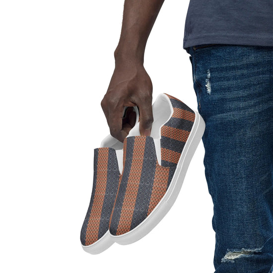 Men’s Geometric Pattern Slip-On Canvas Shoes – Stylish, Comfortable, and Versatile Fashion Sneakers for Every Occasion