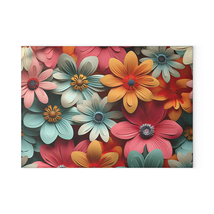 Floral Glass Cutting Board, Vibrant Kitchen Decor, Floral Gift, Home Cooking Essential, Unique Kitchen Gift, Mother&
