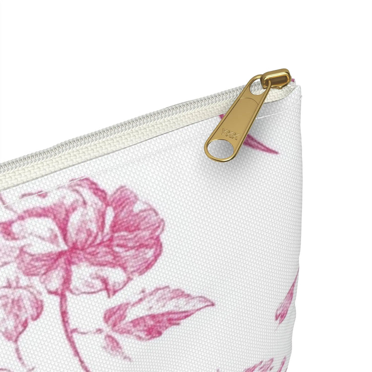 Blossom Floral Accessory Pouch, Elegant Storage Bag, Makeup Organizer, Gift for Her, Travel Essential, Pink Rose Design