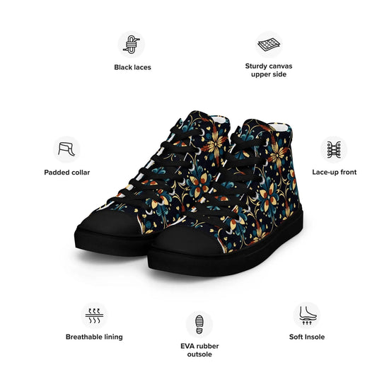 Men’s Vibrant Geometrical AOP High Top Shoes - Bold All-Over Print, Trendy Streetwear Sneakers, Unique Fashion Footwear