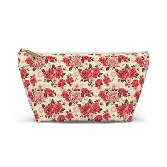 Vintage Floral Accessory Pouch, Perfect for Makeup, Travel, Organizing, Gift for Her, Rose Pattern Toiletry Bag