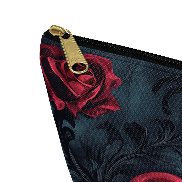 Romantic Floral Accessory Pouch, Heart Design Makeup Bag, Perfect for Gifts, Travel Organizer, Evening Out, Valentine&