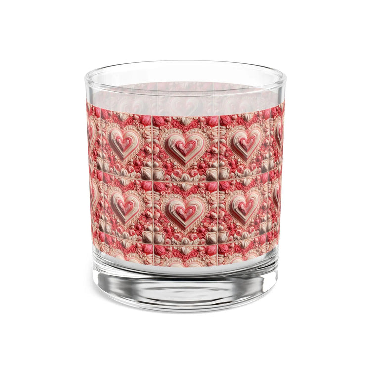 Valentines Heart Design Rocks Glass, Romantic Drinkware, Heart Pattern Whiskey Glass, Valentine&