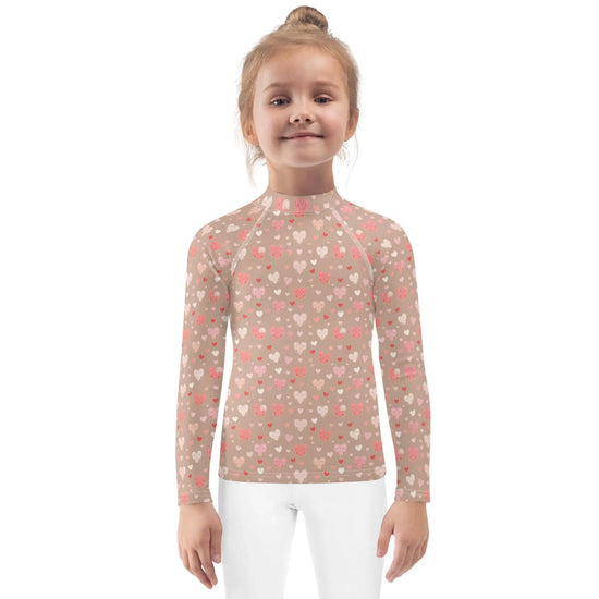 Valentine’s Heart Design Rash Guard for Girls – Stylish & Comfy Swimwear – Perfect for Valentine&