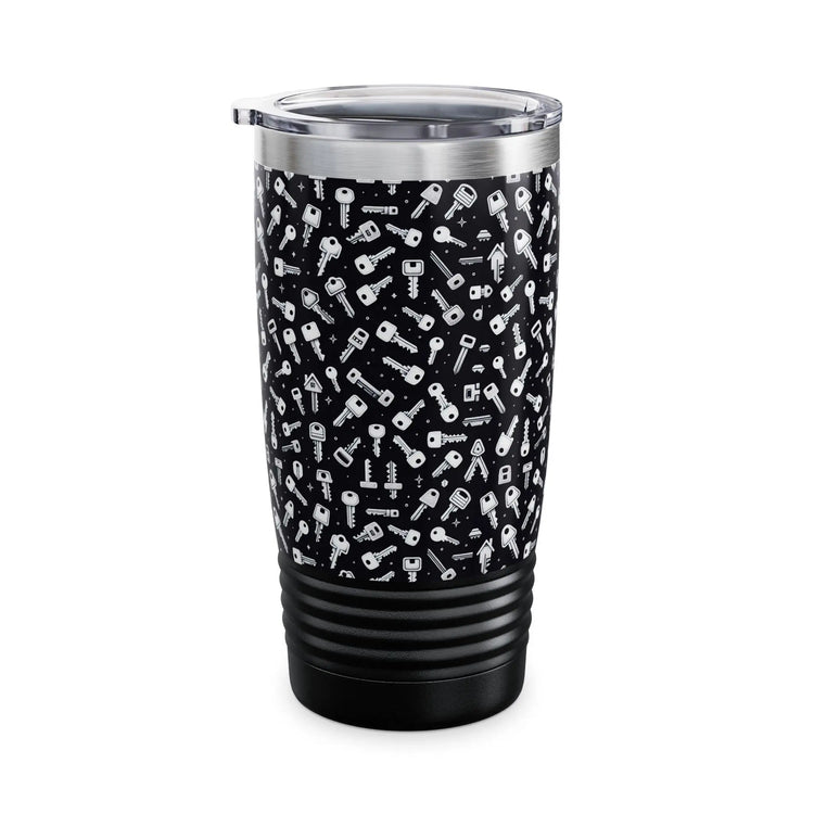 Seemless Keys Pattern Ringneck Tumbler - 20oz, Perfect Gift for Locksmith, Travel Mug, Concert Companion, Drinkware, Fun Design