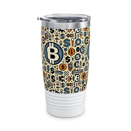 Crypto Coin Ringneck Tumbler, 20oz - Ideal for Bitcoin Lovers, Fun Gift for Finance Enthusiasts, Perfect for Parties, Travel, Home
