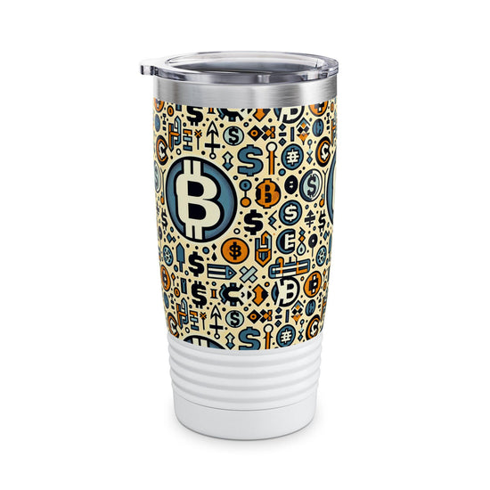 Crypto Coin Ringneck Tumbler, 20oz - Ideal for Bitcoin Lovers, Fun Gift for Finance Enthusiasts, Perfect for Parties, Travel, Home