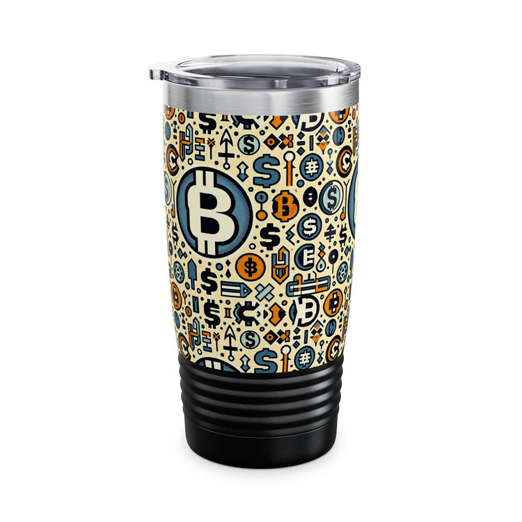 Crypto Coin Ringneck Tumbler, 20oz - Ideal for Bitcoin Lovers, Fun Gift for Finance Enthusiasts, Perfect for Parties, Travel, Home