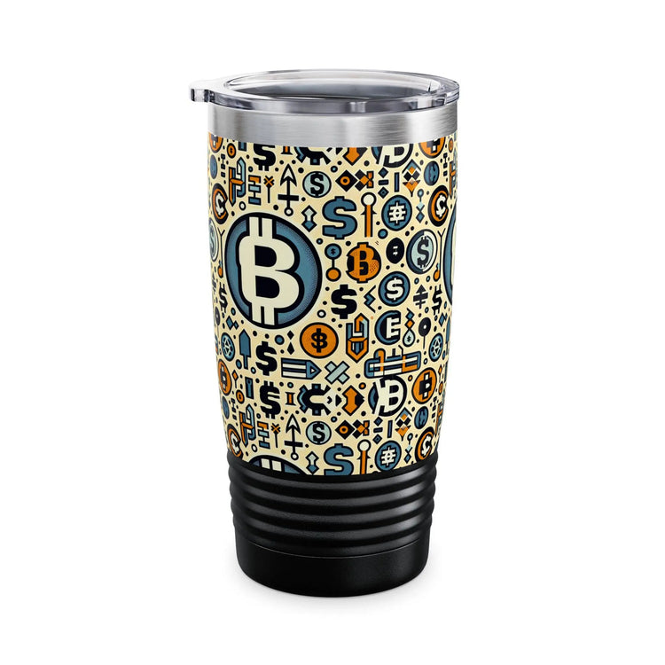 Crypto Coin Ringneck Tumbler, 20oz - Ideal for Bitcoin Lovers, Fun Gift for Finance Enthusiasts, Perfect for Parties, Travel, Home