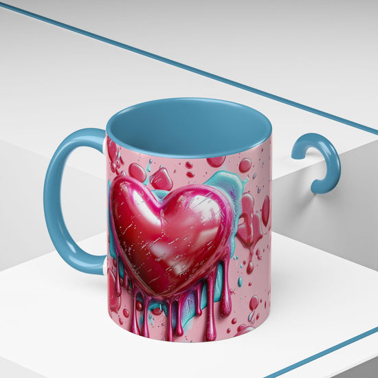Heart Drip Coffee Mug, Romantic Gift, Valentine&
