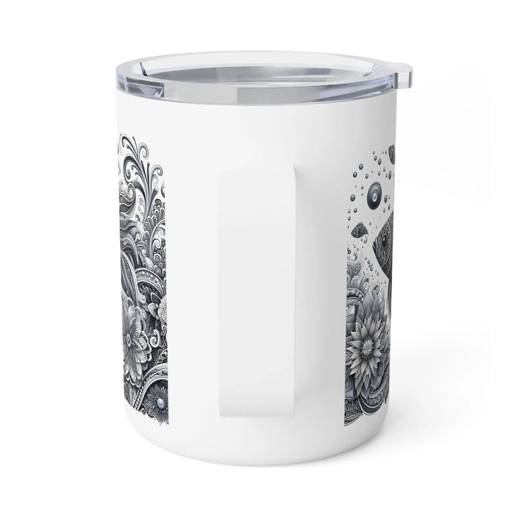 Elegant Insulated Coffee Mug, 10oz | Bohemian Floral Design for Home, Office or Travel, Perfect Gift for Coffee Lovers, Nature Enthusiasts