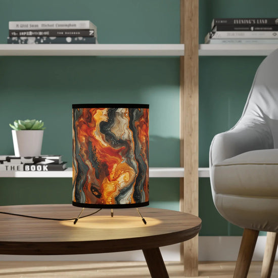 Marbled Tripod Lamp - Stunning Home Décor, Modern Lighting, Ambient Light, Ideal for Living Room, Bedroom, Unique Gift