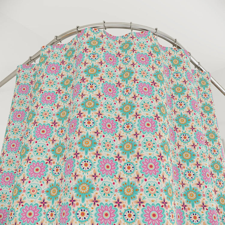 Colorful Floral Shower Curtains - Boho Chic Bathroom Decor, Vibrant Home Accessories, Gift for Housewarming, Summer Vibes, Spa Retreat