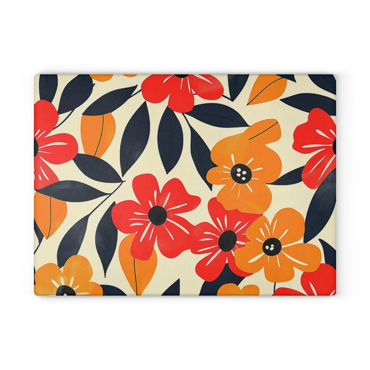 Floral Glass Cutting Board | Bright Kitchen Decor, Unique Gift for Weddings, Housewarming, Mothers Day, Foodie Kitchen