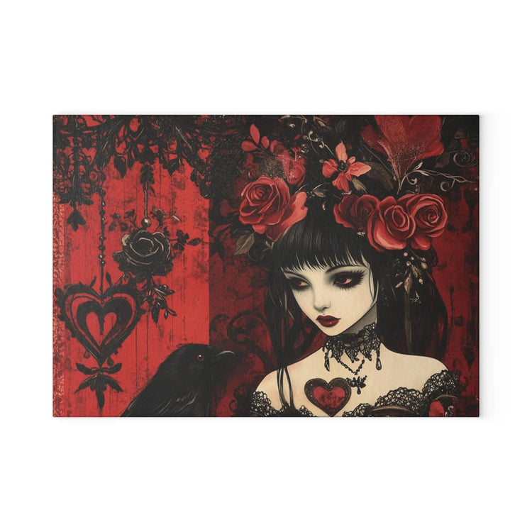 Gothic Art Glass Cutting Board | Darkly Elegant Kitchen Decor, Halloween Gift, Unique Gift for Her, Home Cooking Accessory