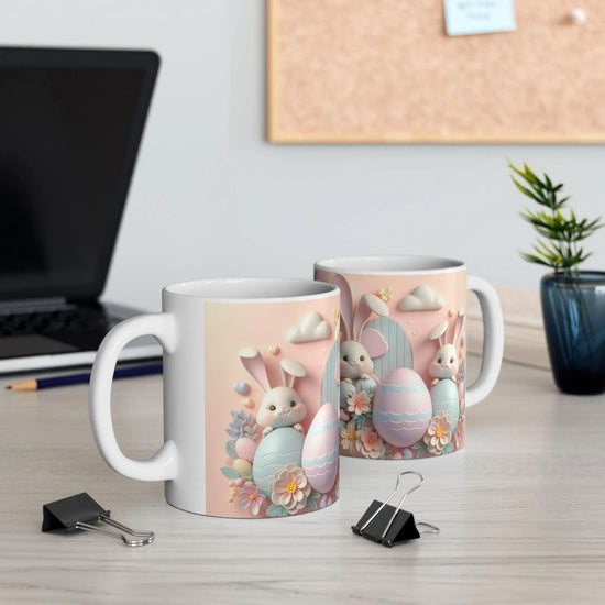 Cute Bunny Easter Ceramic Mug, Perfect for Spring Gifting, Coffee Lovers, Tea Enthusiasts, Festive Decor, 11oz, 15oz