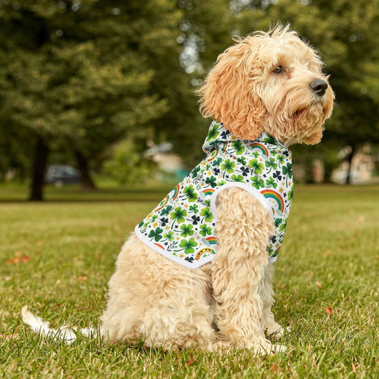 Rainbow Shamrock Pet Hoodie for Dogs, Lucky Dog Apparel, St. Patrick&