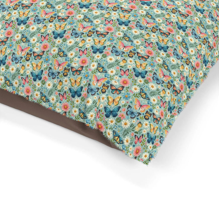Floral Pet Bed for Dogs & Cats, Personalized Dog Bed with Butterflies, Cozy Pet Cushion, Unique Pet Gift, Home Decor for Pet Lovers