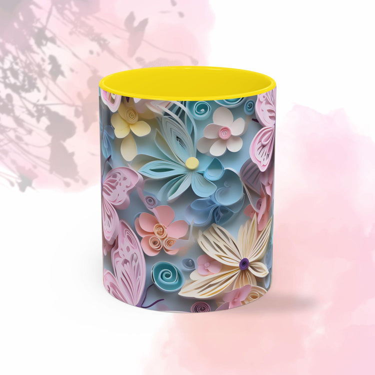Floral Butterfly Accent Coffee Mug - Perfect Gift for Nature Lovers, Spring Holidays, Flower Enthusiasts, Home Decor, Coffee Lovers