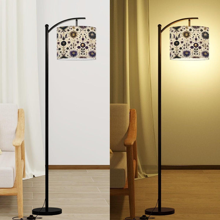 Celestial Sublimation Arc Floor Lamp (Made in USA), Home Decor Stylish all over print Design Tall Living Room Bedroom Den Accent Lighting