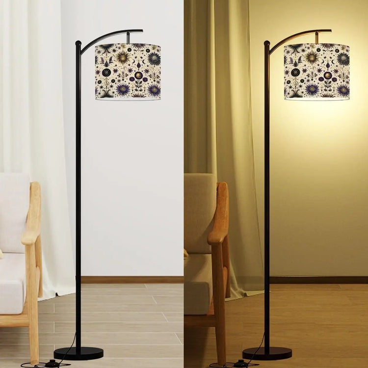 Celestial Sublimation Arc Floor Lamp (Made in USA), Home Decor Stylish all over print Design Tall Living Room Bedroom Den Accent Lighting