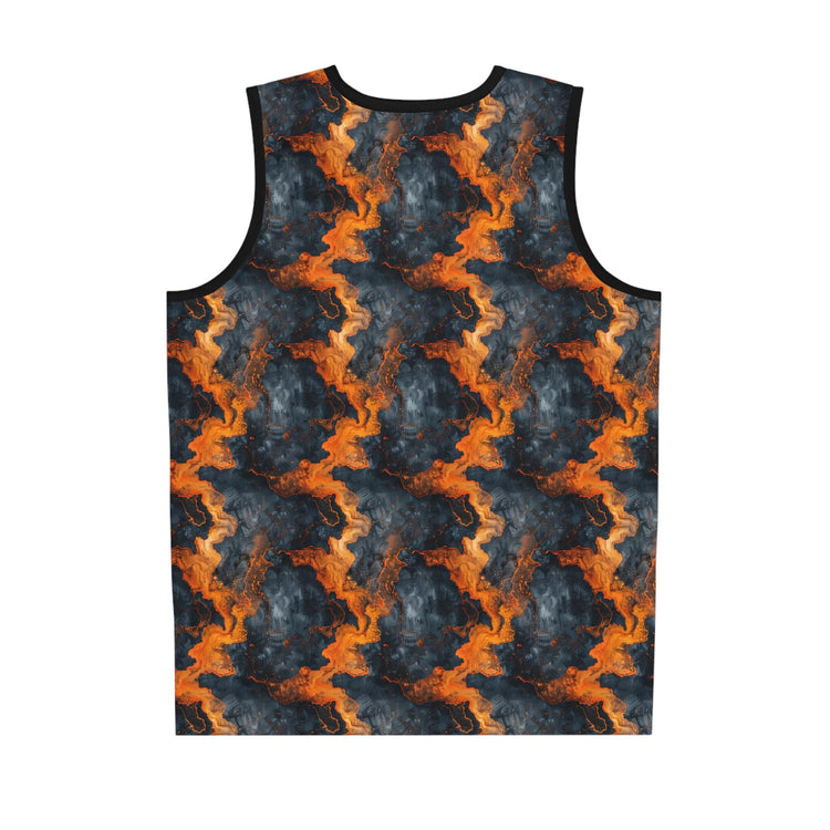 Abstract Flame Pattern Basketball Jersey, Sportswear, Team Jersey, Gifts for Athletes, Unique Sports Apparel