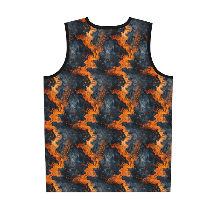 Abstract Flame Pattern Basketball Jersey, Sportswear, Team Jersey, Gifts for Athletes, Unique Sports Apparel