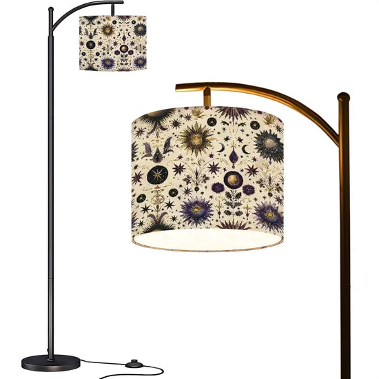 Celestial Sublimation Arc Floor Lamp (Made in USA), Home Decor Stylish all over print Design Tall Living Room Bedroom Den Accent Lighting