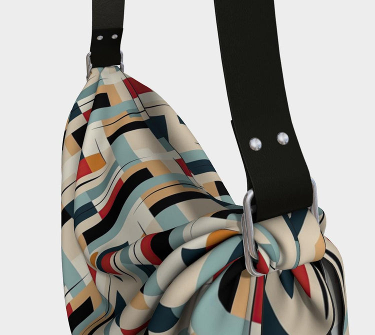 90s Geometric Print Origami Tote Bag – Foldable Reusable – Retro Y2K Pattern Tote – Lightweight Eco-Friendly Summer Bag