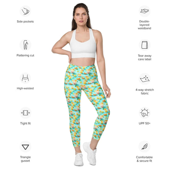 Vibrant Summer Fruity Delight Leggings with Pockets – Fun Printed Yoga Pants, Women&