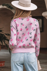 Delicacy Sweet Floral Print Drop Shoulder Cropped Sweater Dear-Lover Dropshipping