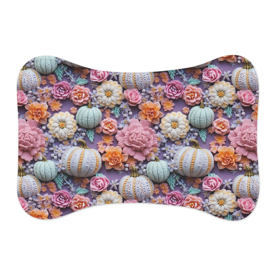 Pet Feeding Mats, Fall Floral Cat Dog Food Place Mats, Pretty 3D Pastel Color Home Decor