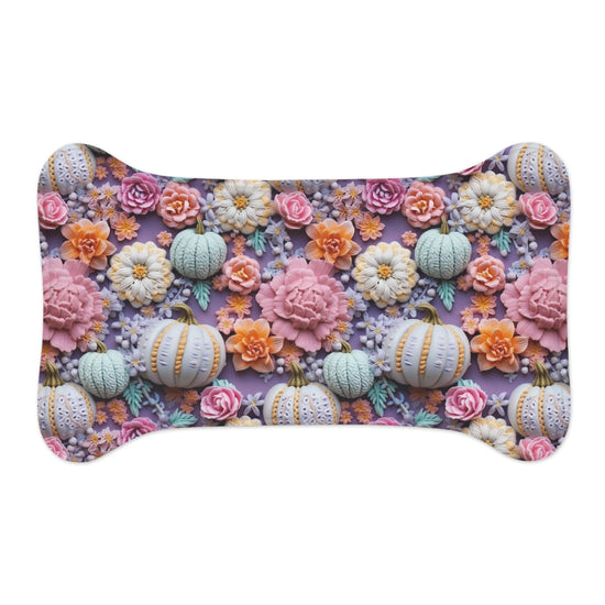 Pet Feeding Mats, Fall Floral Cat Dog Food Place Mats, Pretty 3D Pastel Color Home Decor