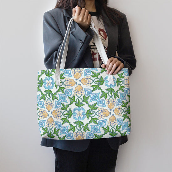 High Quality Floral All Over Pattern Stylish Vegan Leather Tote Bag