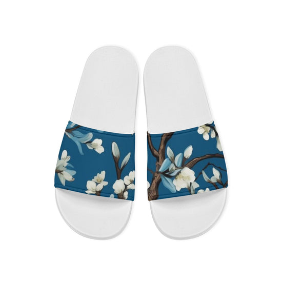 Blue White Orchid White Floral Anti Slip Sandals For Women