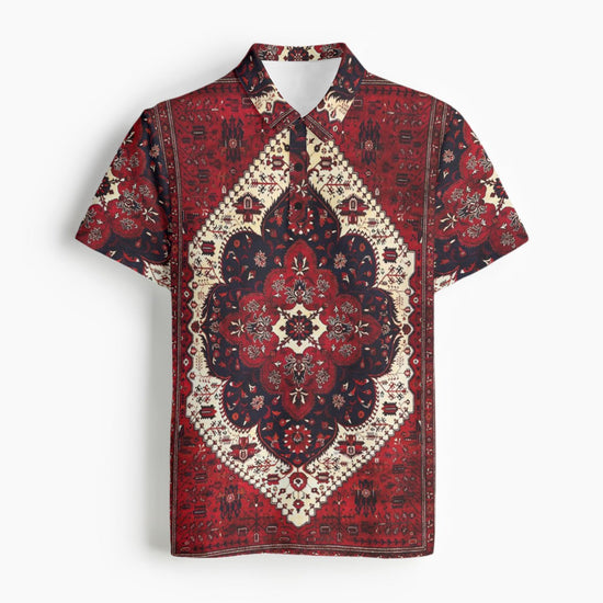 Burgundy Red Geometric Floral Men&