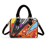 Classic Barrel-Shaped Vegan Leather Handbag- Retro Bold Pri