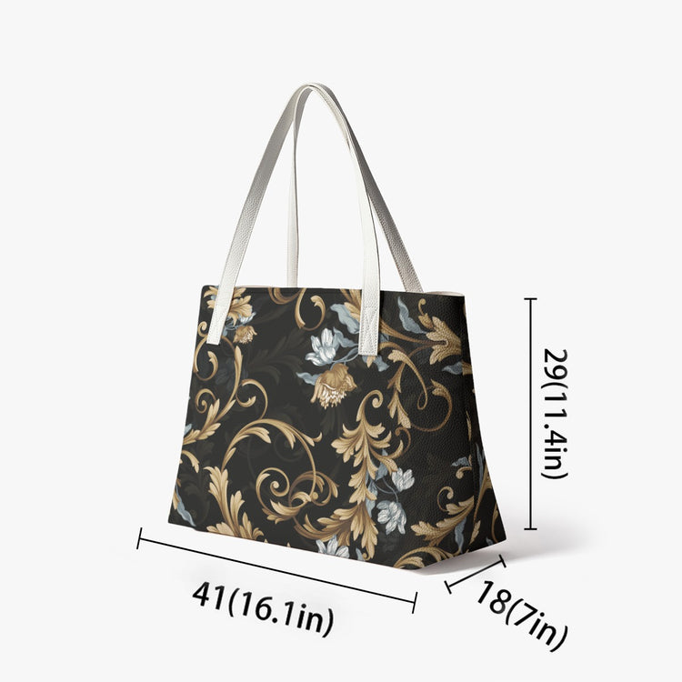 Stylish High Quality Vegan Leather All Over Floral Print Tote Bag