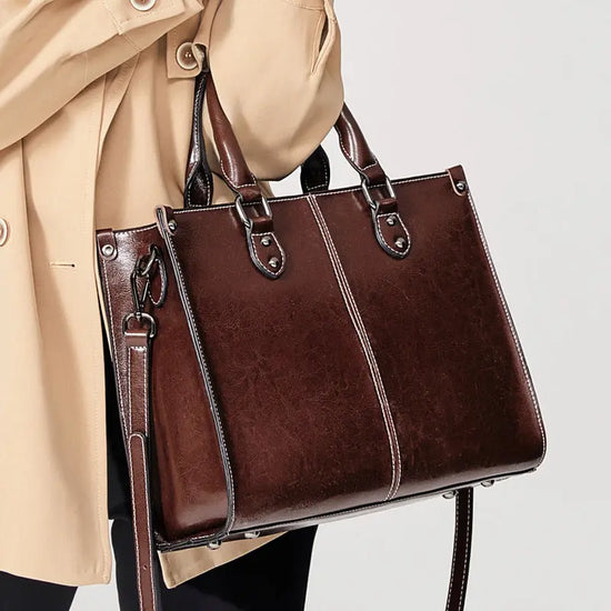Versatile Leather Handbag- Modern, Business, Casual