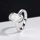 Silver Oval Semi Mount Ring With A 3 Carat Fancy shaped Moissanite For Women - The Aurora Touch